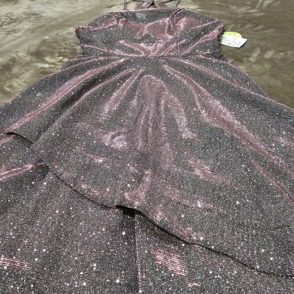 Speechless ✦ Shimmer Party Dress ✦ Silver-Purple Color Shift Fit & Flare Sz 3 - Picture 15 of 17